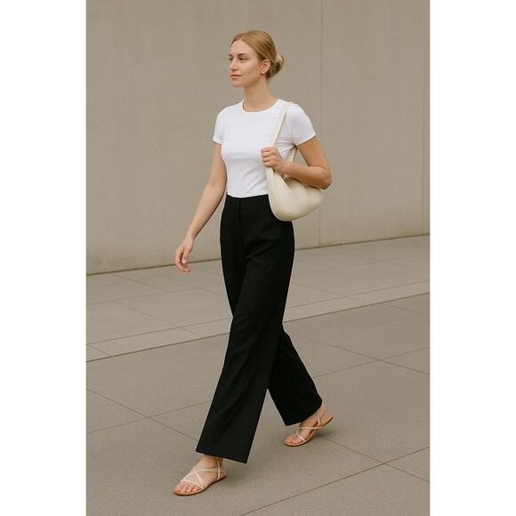 Peachoo + Krejberg Cotton Wide Leg Black Chino Pant size 36 waist - Picture 1 of 6